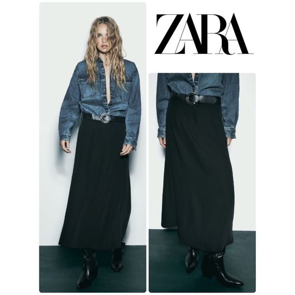 NWT Zara belted cape skirt black - Picture 1 of 7